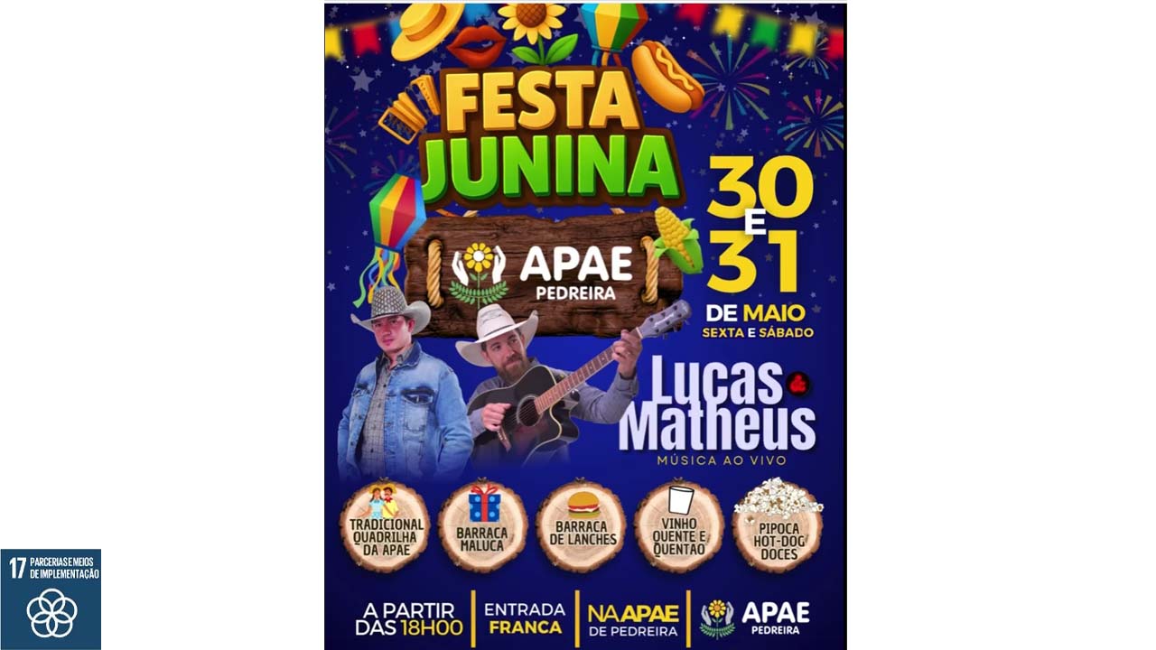 APAE de Pedreira programa sua “Festa Junina” para os dias 30 e 31 de maio
