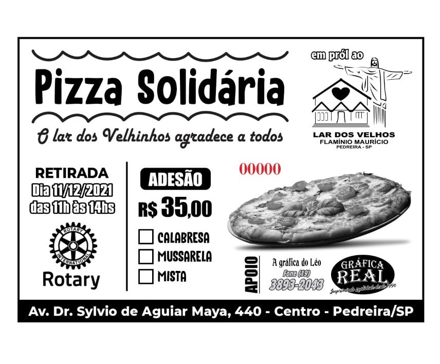 Lar dos Velhos “Flamínio Maurício” estará promovendo Pizza Solidária