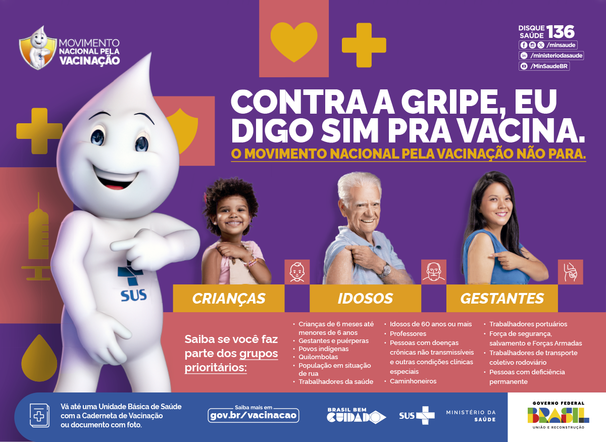 Sábado (13.04) será o “Dia D” da campanha de vacinação contra a gripe