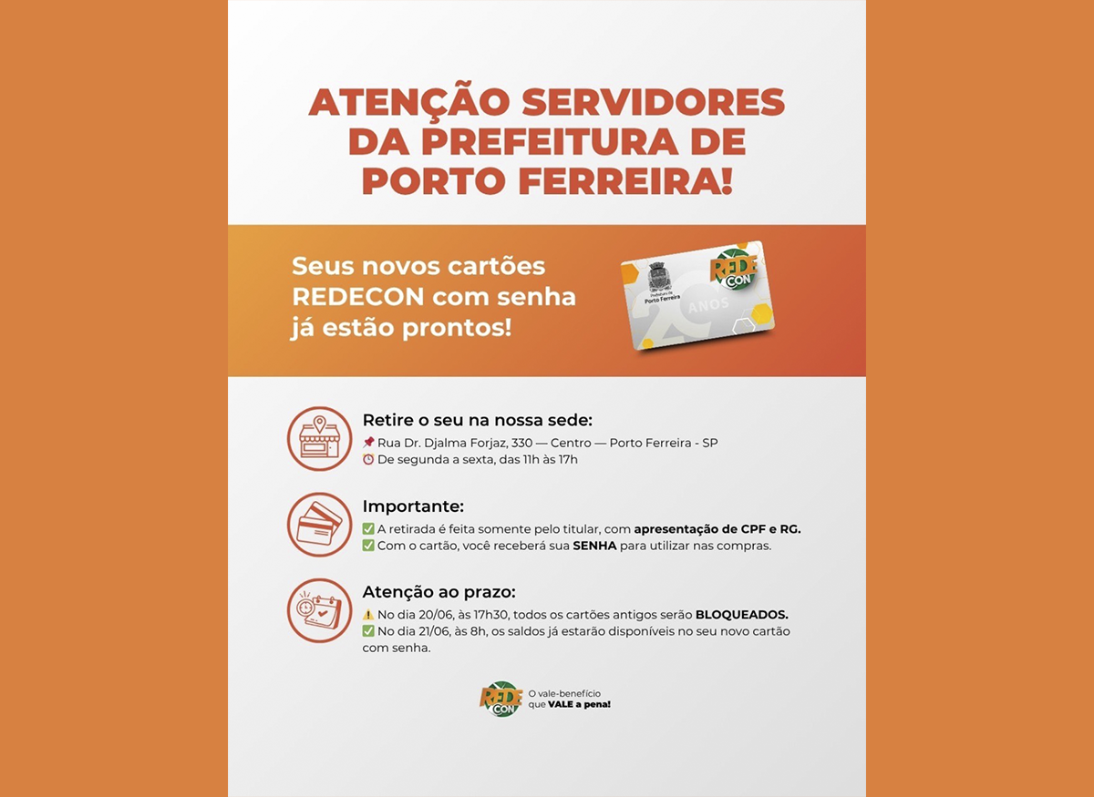 Atenção, servidores: informações sobre retirada do novo cartão Redecon