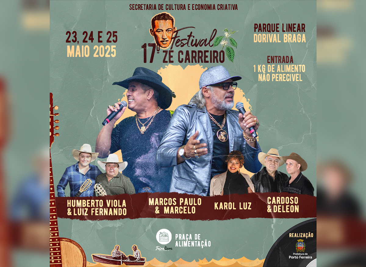 Cultura divulga shows de encerramento dos três dias do 17º Festival Zé Carreiro