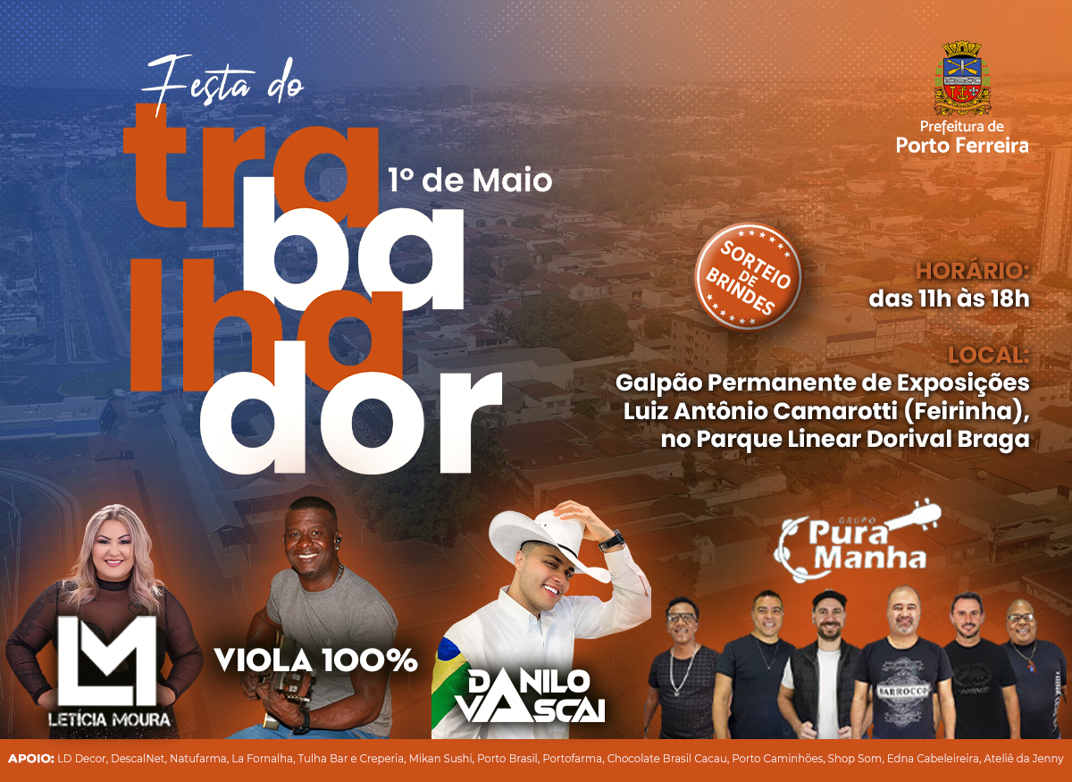 Secretaria de Cultura anuncia atrações musicais da Festa do Trabalhador que ocorre no feriado desta quinta