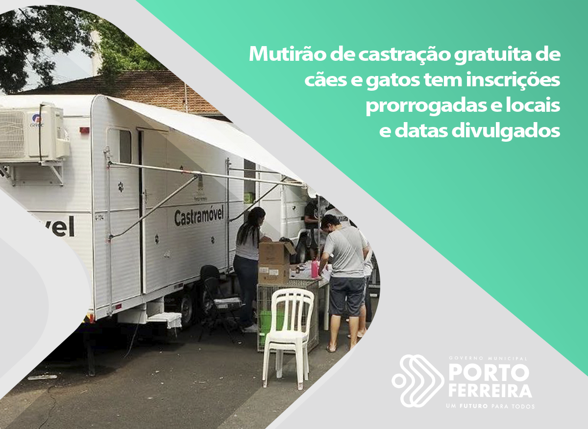 Mutirão de castração gratuita de cães e gatos tem inscrições prorrogadas e locais e datas divulgados