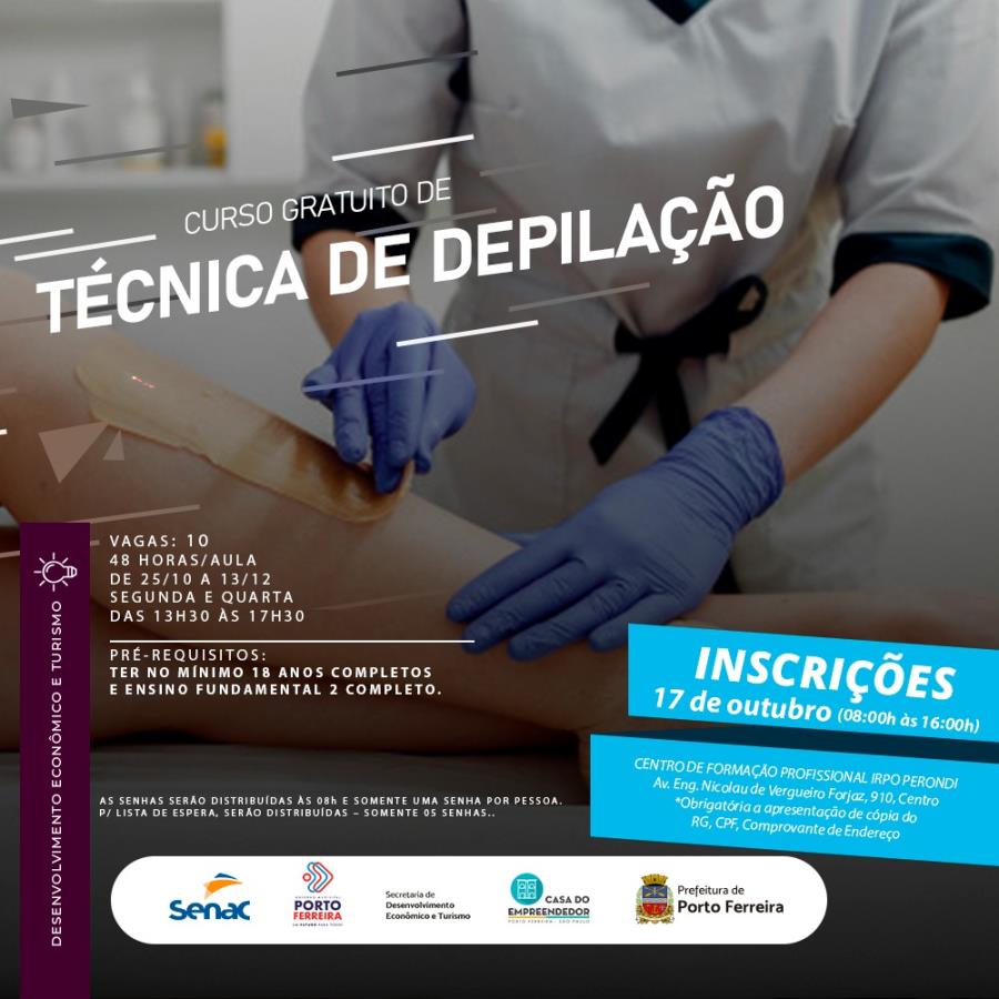 Prefeitura e Senac abrem inscrições para mais dois cursos: Técnicas de Depilação e Reflexologia de Mãos e Pés