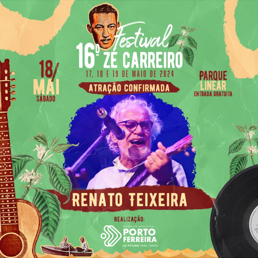 Renato Teixeira é a primeira atração confirmada para o 16º Festival de Música Raiz e Sertaneja Zé Carreiro