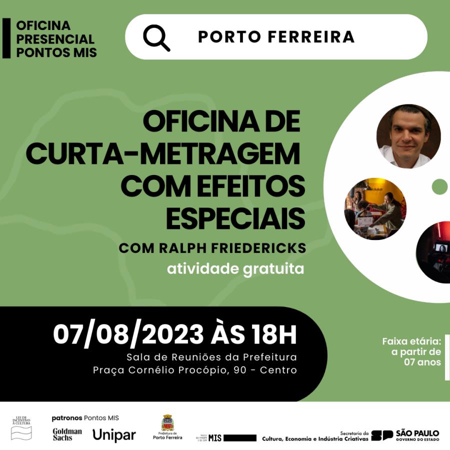 Oficina de curta-metragem com efeitos especiais será realizada pelo Projeto Pontos MIS