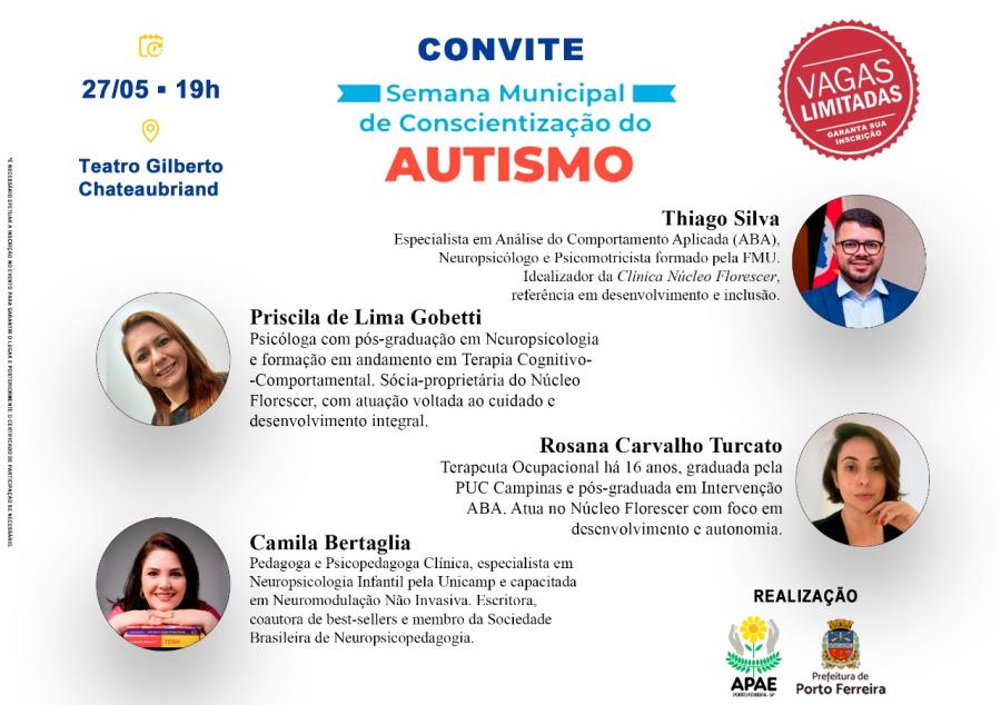 Semana de Conscientização do Autismo anuncia programação com especialistas renomados