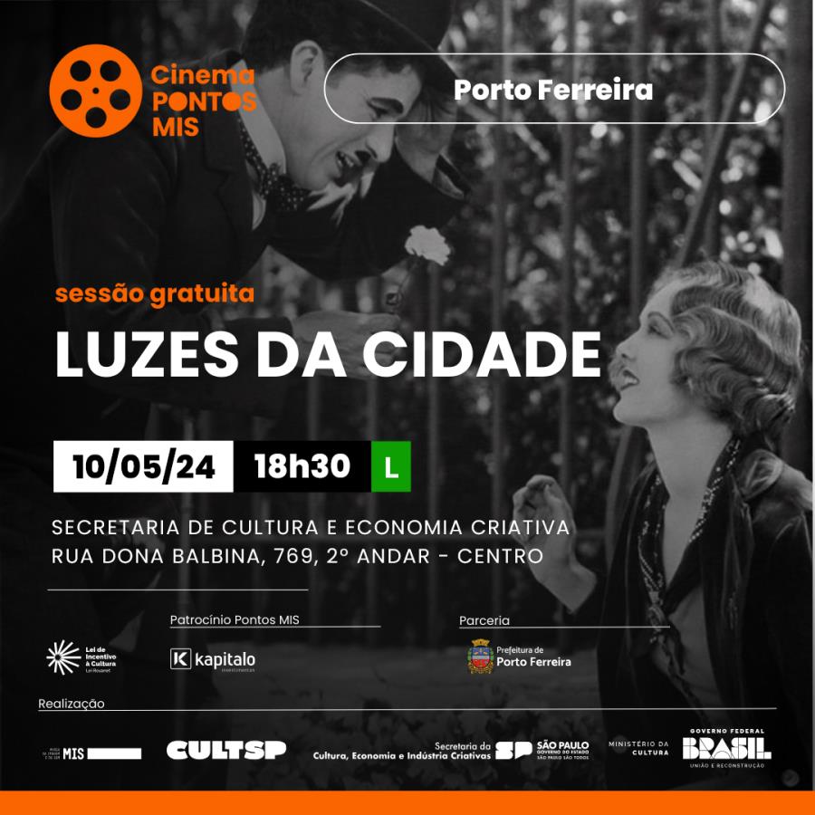 Projeto Pontos MIS exibe “Luzes da Cidade”, de Charlie Chaplin, nesta sexta-feira