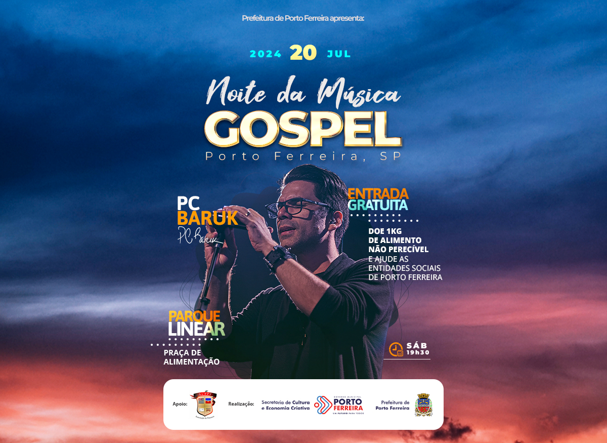 Porto Ferreira se prepara para a Noite da Música Gospel com PC Baruk como atração principal