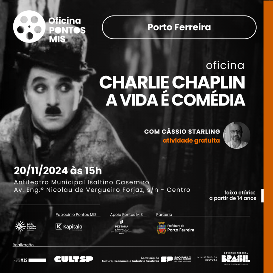 Porto Ferreira recebe oficina de cinema sobre Charlie Chaplin no projeto Pontos MIS