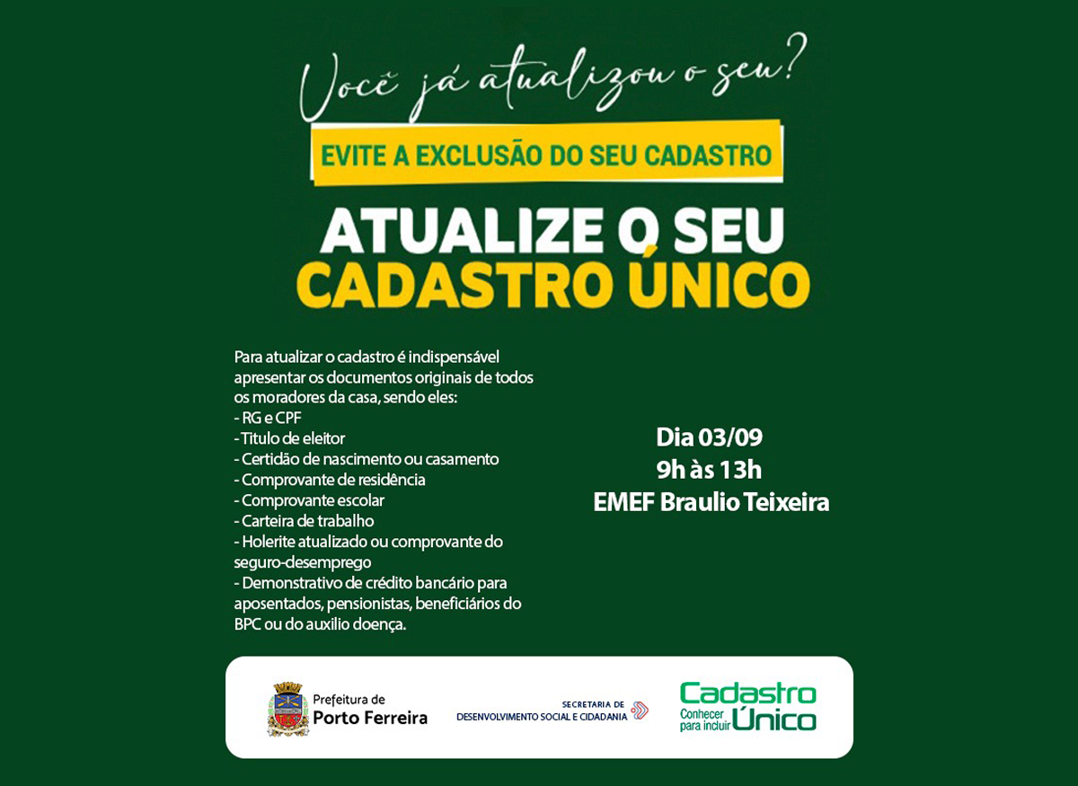 Cadastro Único realiza plantão de atualização cadastral no Cristo Redentor para recebimento de benefícios