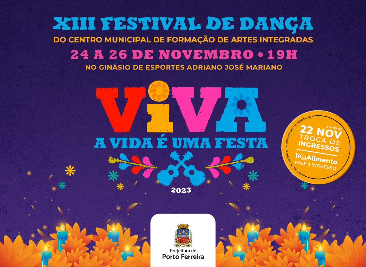XIII Festival de Dança acontece de 24 a 26 de novembro; confira como será feita a troca de ingressos