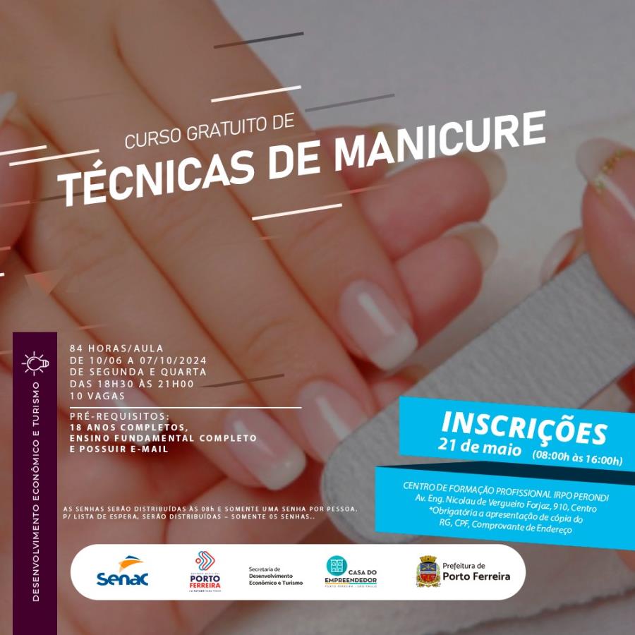 Prefeitura e Senac abrem semana que vem inscrições para mais dois cursos: técnicas de manicure e maquiador