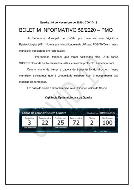BOLETIM 56/2020 - PREFEITURA DE QUADRA
