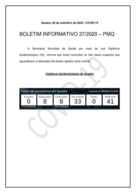 BOLETIM 37/2020 - PREFEITURA DE QUADRA