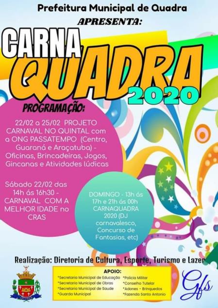 AGORA É OFICIAL!!! CARNAQUADRA 2020 