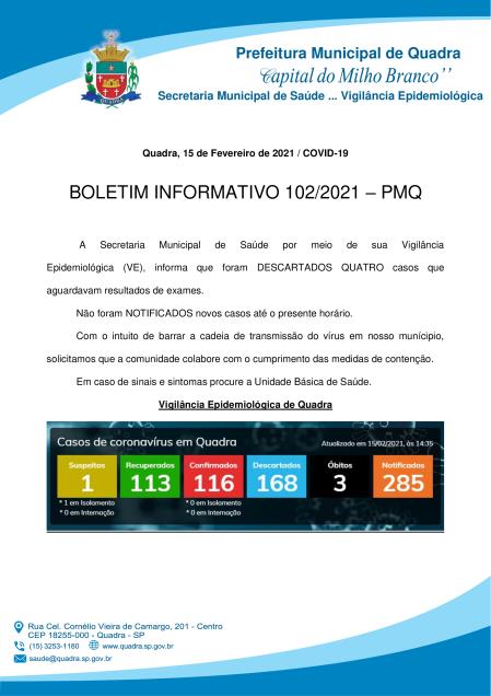 BOLETIM 102/21 - PREFEITURA DE QUADRA