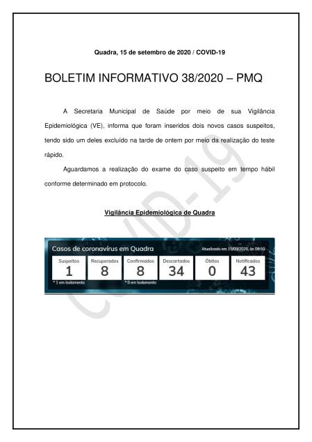 BOLETIM 38/2020 - PREFEITURA DE QUADRA