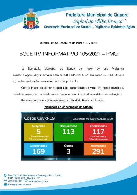 BOLETIM 105/21 - PREFEITURA DE QUADRA