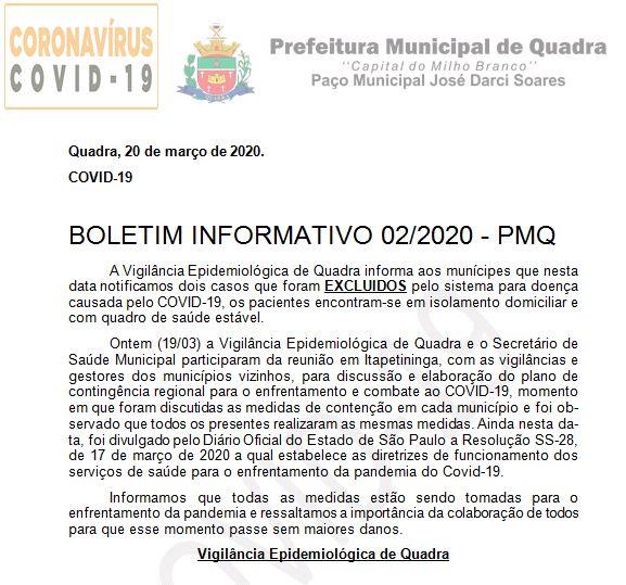BOLETIM 02/2020 - PMQ CONTRA O CORONAVÍRUS
