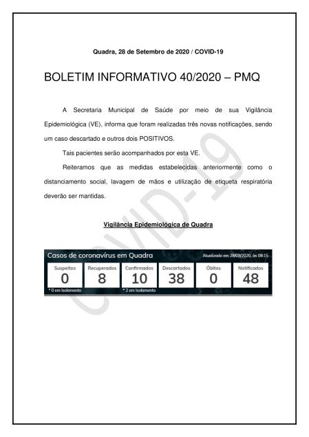 BOLETIM 40/2020 - PREFEITURA DE QUADRA