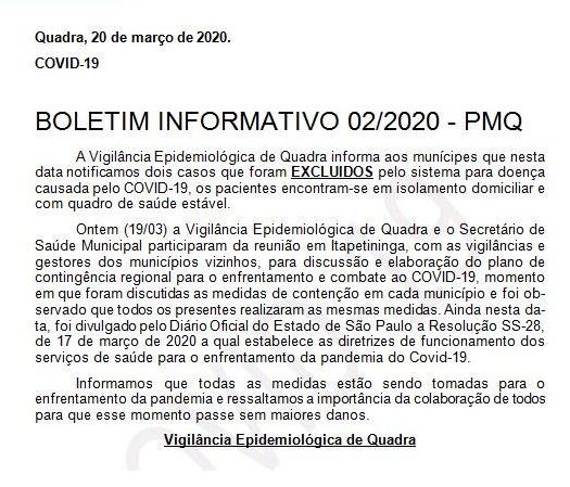 BOLETIM 02/2020 - PREFEITURA DE QUADRA