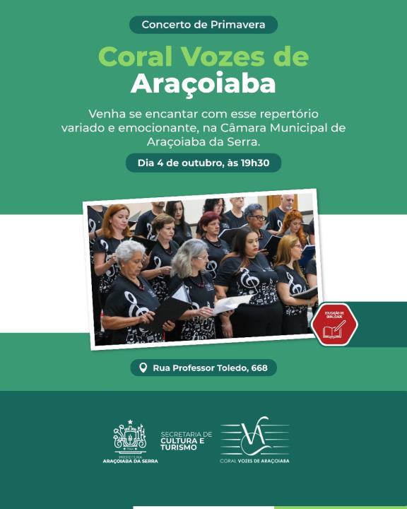 Coral Vozes de Araçoiaba apresenta Concerto de Primavera no dia 4 de outubro