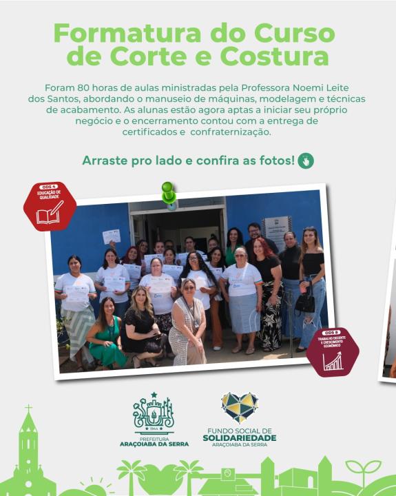 Formatura do Curso de Corte e Costura