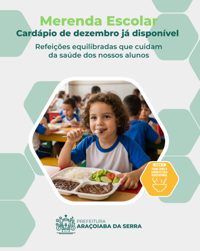 Cardápio da Merenda Escolar – Dezembro disponível para consulta