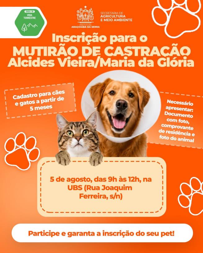 Alcides Vieira e Maria da Glória recebem inscrições para mutirão de castração gratuita