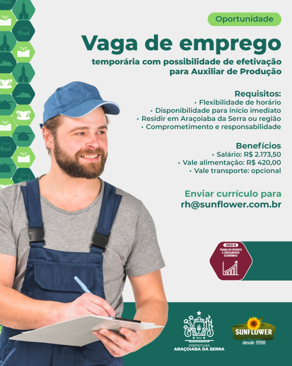 Oportunidade de Emprego: Auxiliar de Produção