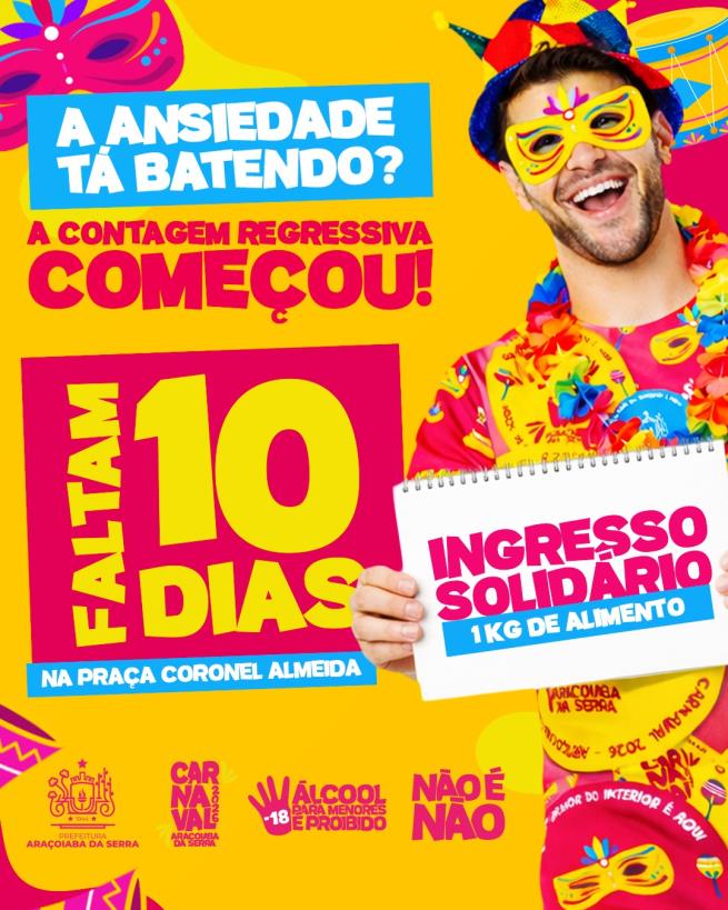 Faltam 10 dias para o Carnaval