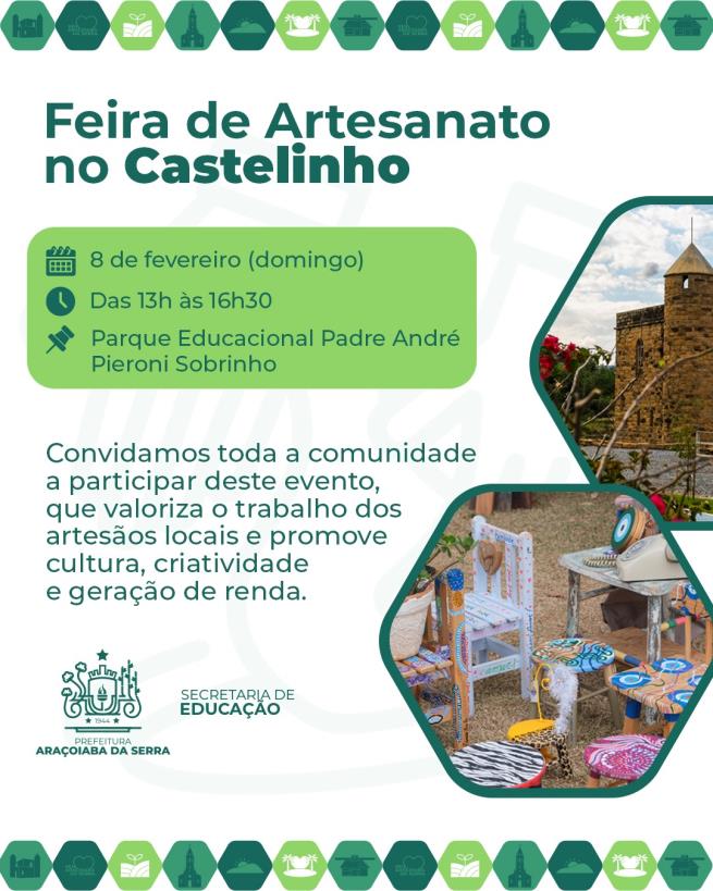 A Feira de Artesanato acontece no domingo, 8 de fevereiro