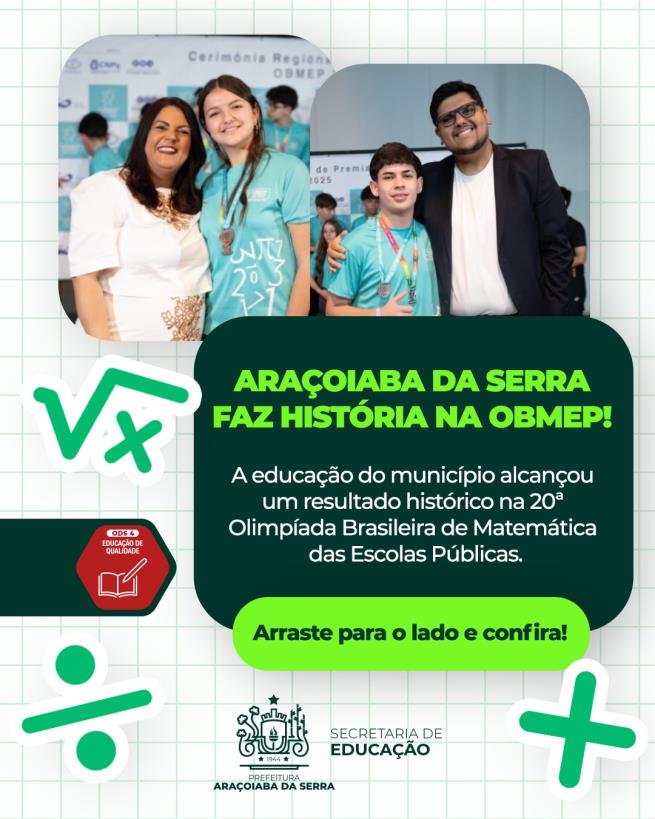 Araçoiaba da Serra alcança marco histórico na OBMEP 2025
