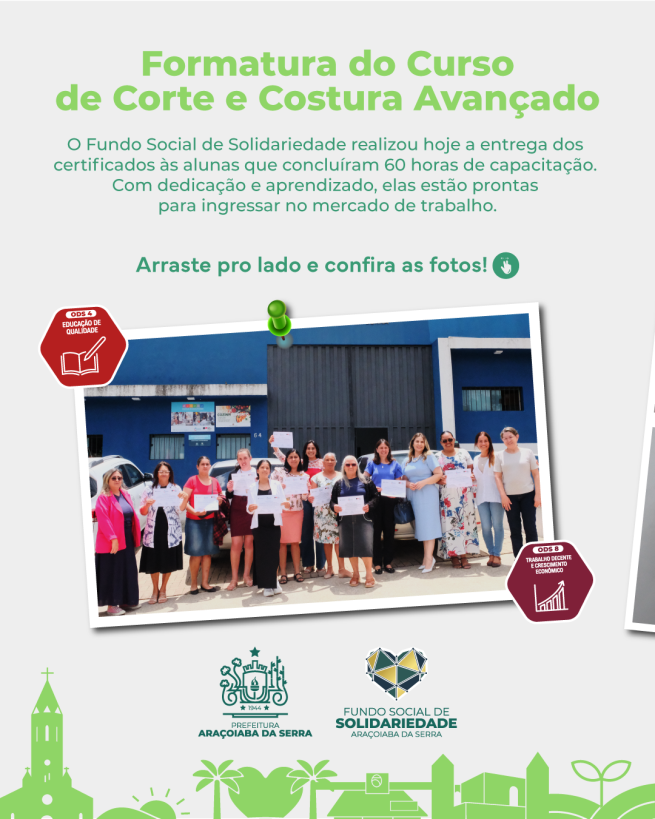 Fundo Social conclui curso de Corte e Costura Avançado
