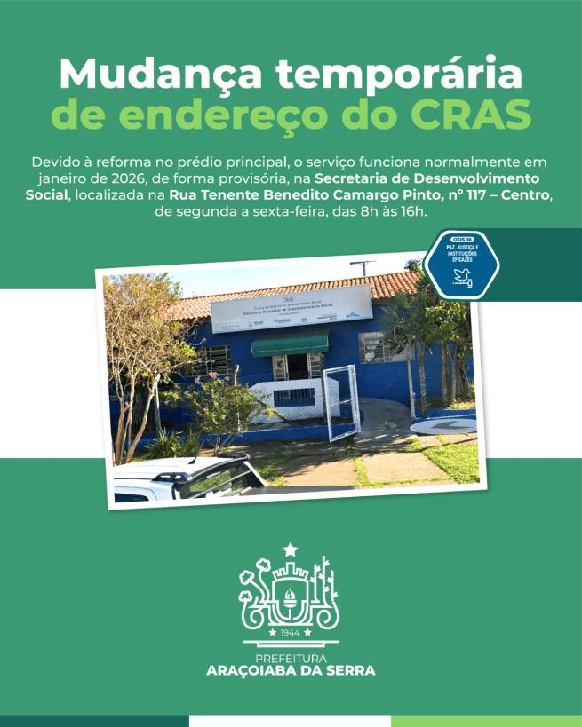 Mudança Temporária de endereço do CRAS