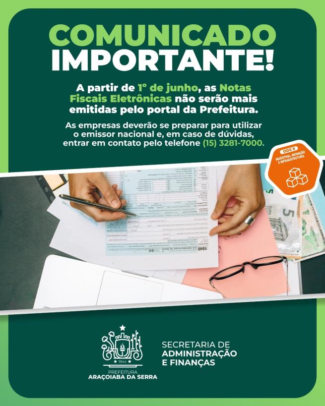 Emissão de notas fiscais passará a ser realizada pelo emissor nacional