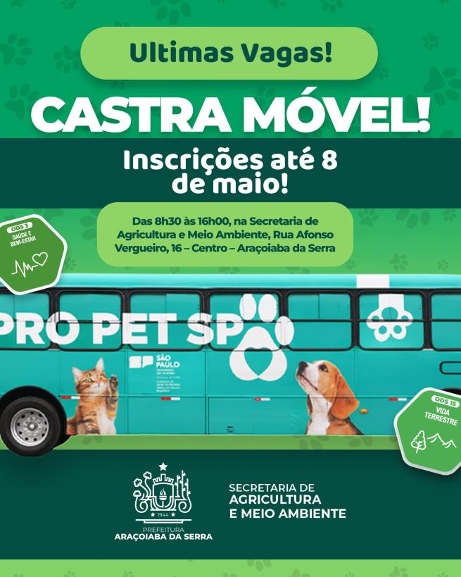 Inscrições para o Castra Móvel seguem abertas até 8 de maio