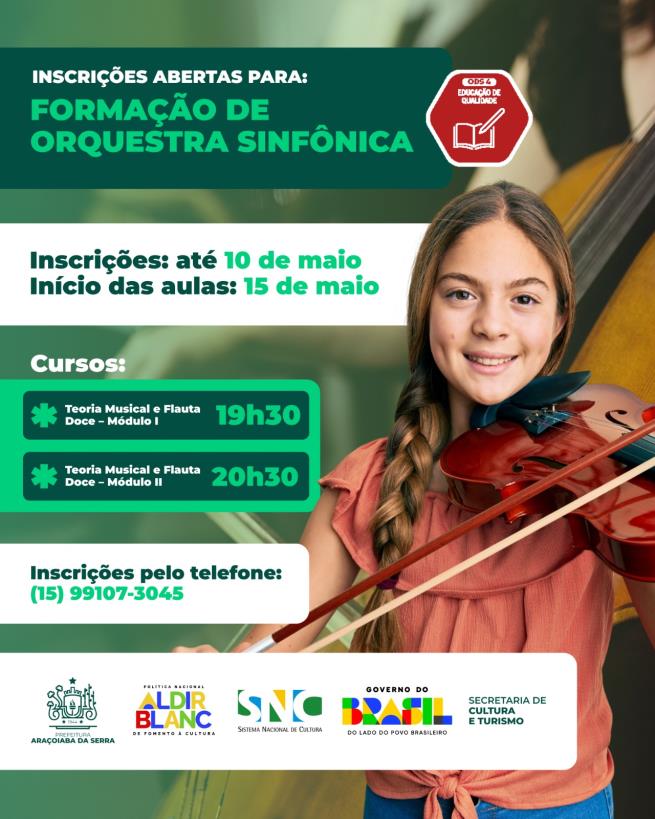 Inscrições abertas para o Projeto de Formação da Orquestra Sinfônica