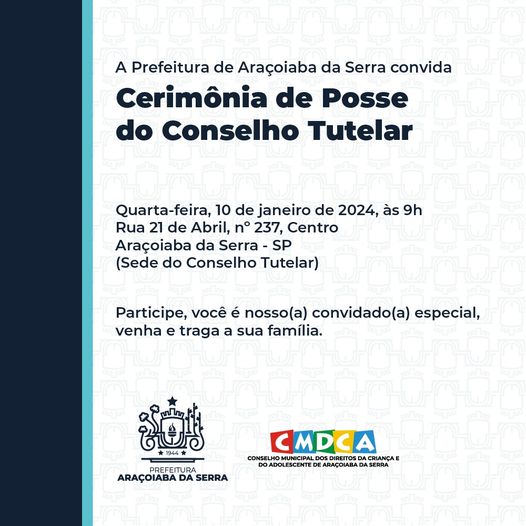 A Prefeitura de Araçoiaba da Serra convida a população para a