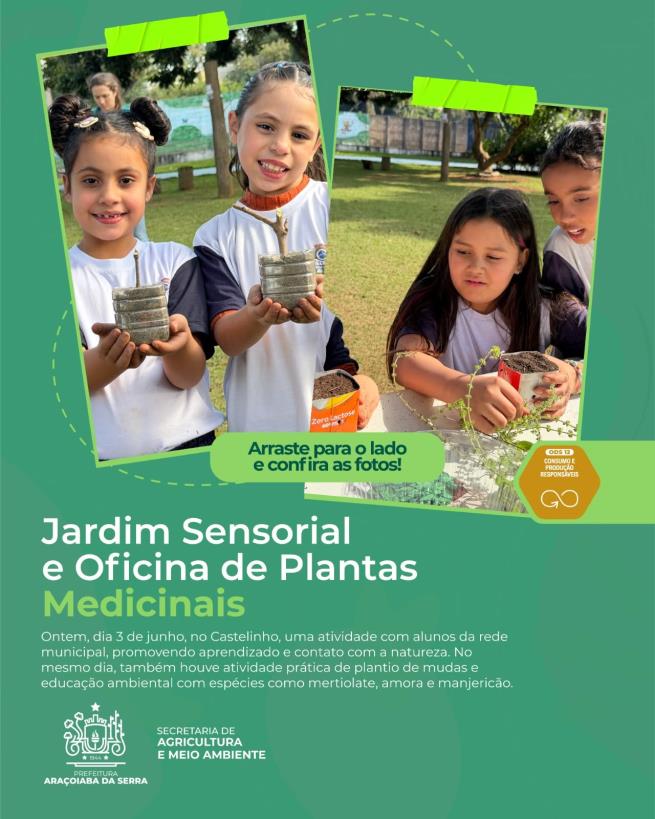 Jardim Sensorial e oficina de plantas medicinais promovem aprendizado ambiental no Castelinho