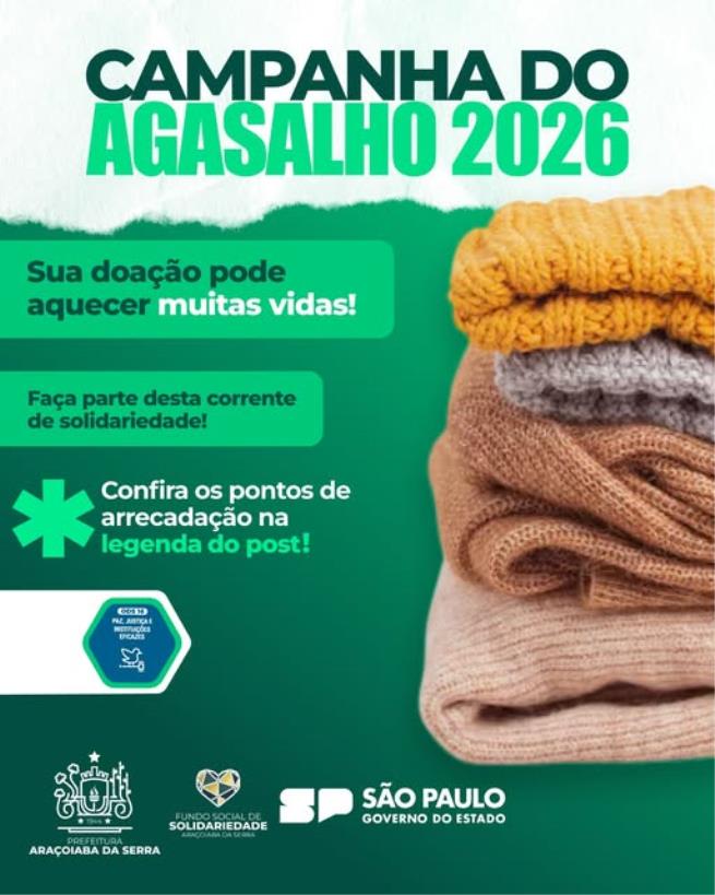 Doe com amor: Campanha do Agasalho 2026 já começou