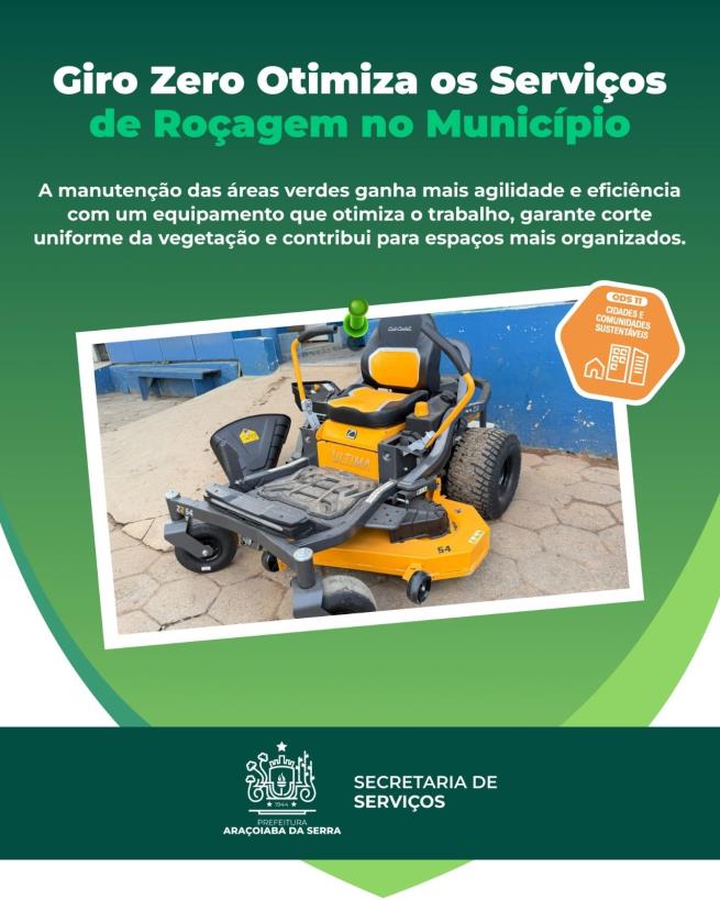 Trator Giro Zero garante mais eficiência na manutenção das áreas verdes