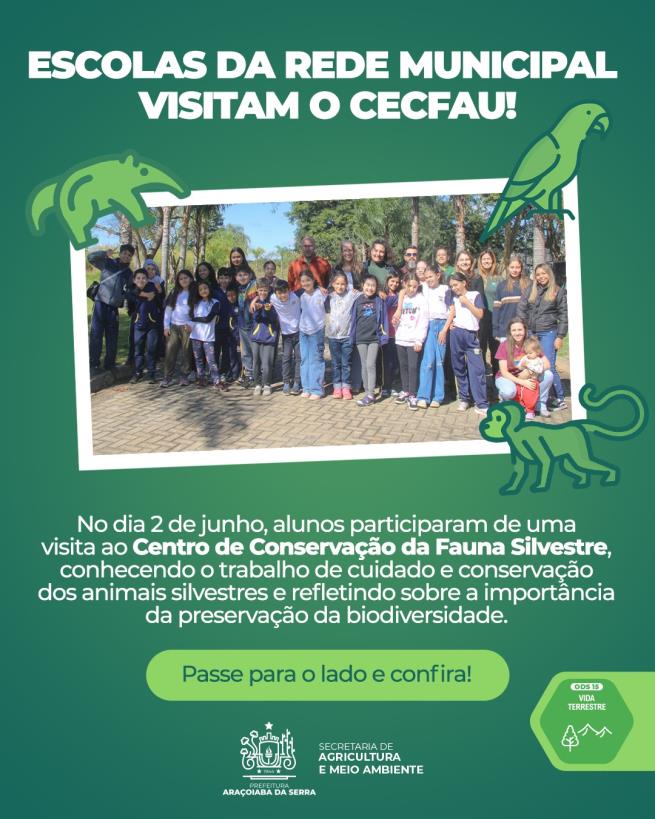 Educação ambiental e preservação da fauna marcam visita ao CECFAU