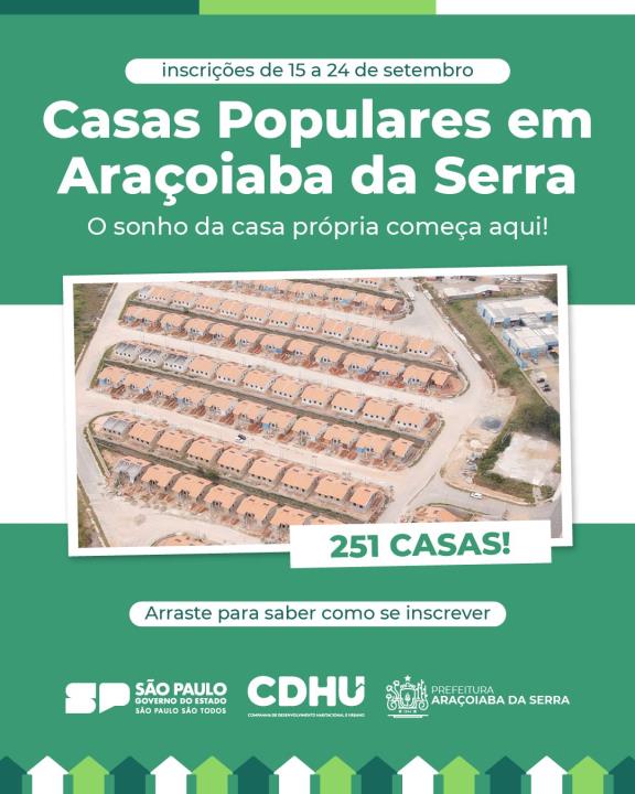 Araçoiaba da Serra abre inscrições para 251 novas casas populares
