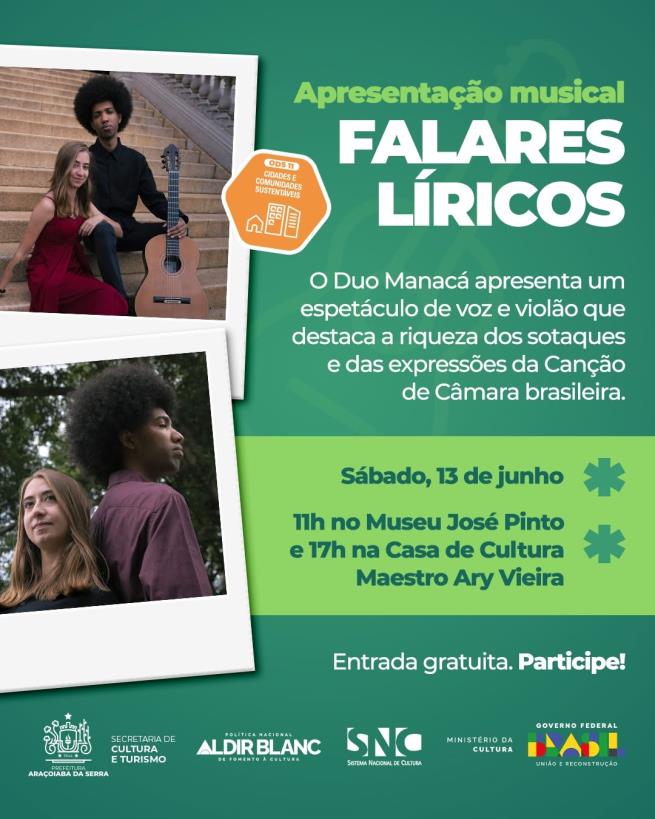 Falares Líricos Chega a Araçoiaba da Serra com Apresentações Gratuitas