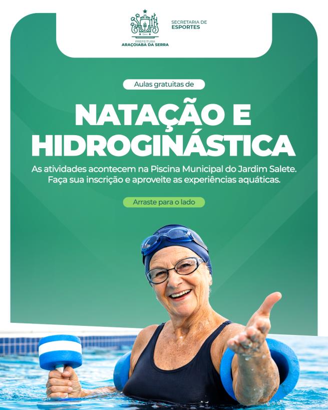 Inscrições abertas para aulas de natação e hidroginástica