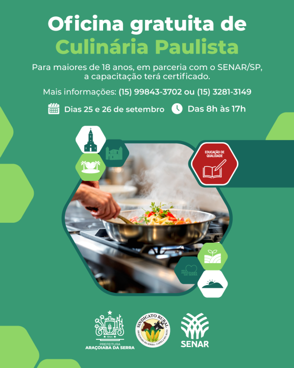 Oficina Gratuita de Culinária Paulista