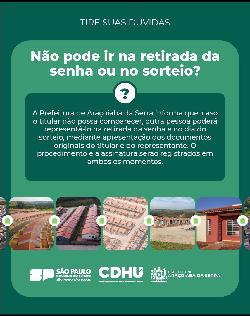 Representação autorizada no sorteio: saiba como participar mesmo sem estar presente