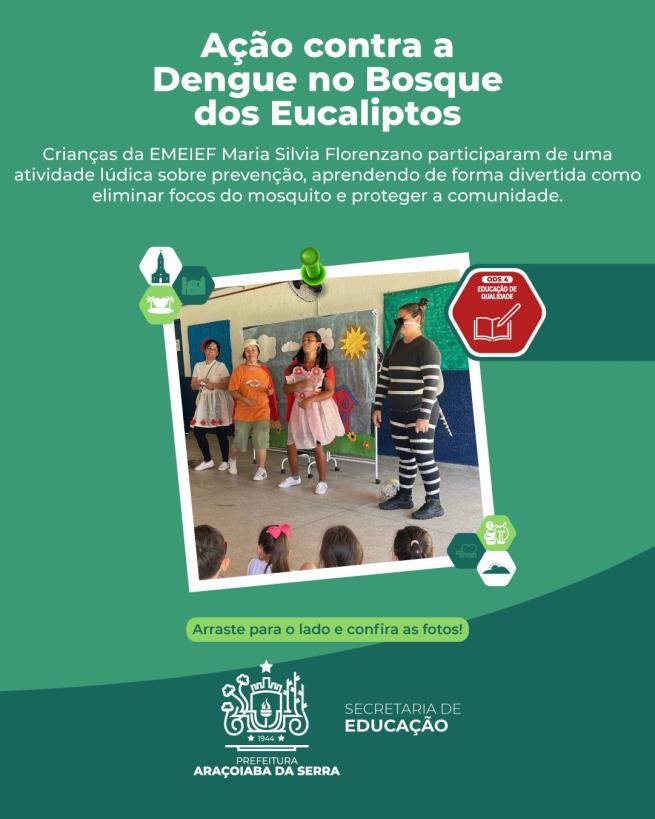 Ação educativa ensina crianças sobre prevenção à dengue no Bosque
